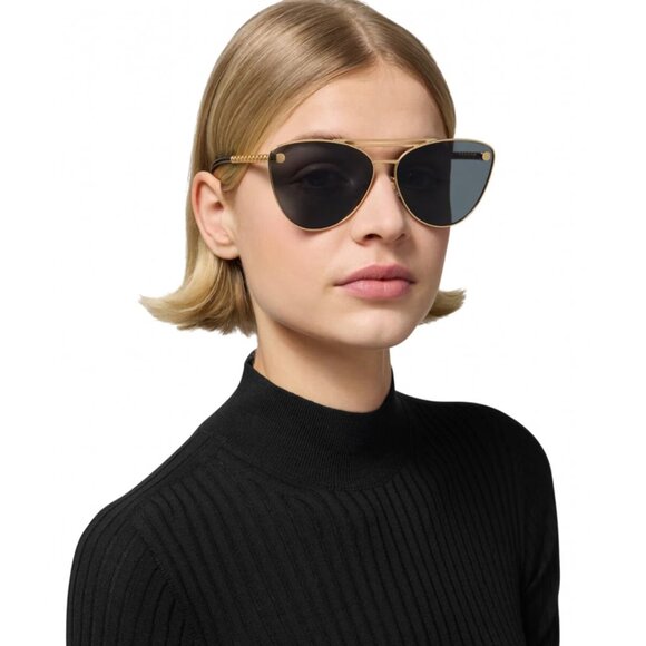 NEW VERSACE VE2267 100287 CAT EYE SUNGLASSES MOD 2267 1002/87 GOLD GREY - Picture 4 of 5